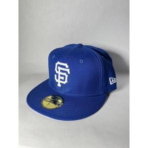 New Era San Francisco Giants MLB 59FIFTY Fitted Blue Hat Size 7 1/4 Custom